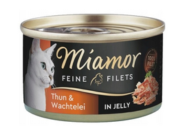 Miamor Feine Filets in jelly - drėgnas kačių ėdalas su tunu ir kiaušiniais 100g skardinė