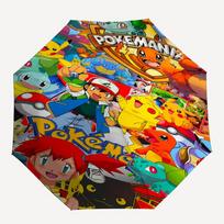 1 vnt. Pokemon Pikachu automatiškai susilankstantis skėtis, automatiškai susilankstantis skėtis su 8 šonkauliais, patogus naudoti lauke 067