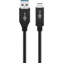 Wentronic goobay - USB-Kabel - USB-C (M) bis USB Typ A (M) - USB 3,1 Gen 2 3 A - 50cm - rund - Schwarz (41073)