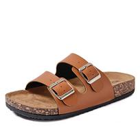 Women's Ventilate Thick Sole Sandals Plus Size Comfortable Slip-on Shoes Men's Soft-soled Beach Slippers Sandalias De Mujer 36 chaki