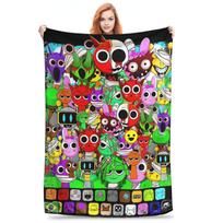 Incredibox Sprunki Blanket Flannel All Season Horror Game Multi-function Warm Throw Blanket for Home Outdoor Plush Thin Quilt 75x100cm 30x40in