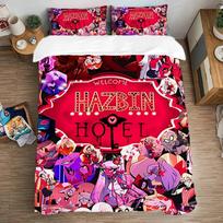 Karalienės dydžio pledų komplektai Meno antklodės užvalkalų komplektas H-Hazbin Hotels Patalynės komplektas Dvigubo dydžio antklodžių užvalkalai Pagalvės užvalkalas Madingi lininiai namų reikmenys 70x133cm 3pcs