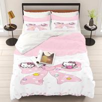 „Hello Kitty“ spausdintas miegamojo patalynės komplektas, antklodės užvalkalas, kalėdinės dovanos, komfortiškas animacinis filmas su pagalvės užvalkalu EU Single(135*200cm)3pcs