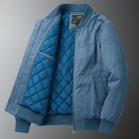 Men's Plus Size Loose Fit Cotton Baseball Jacket - Autumn/Winter Pilot Style Outerwear. 3XL (85-97 kg) rūko mėlyna spalva