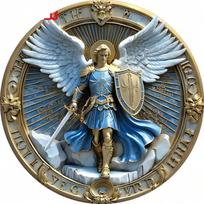 Arkangelas Mykolas Metalinė Sienos Dailė Apvalus Ženklas Namų Dekoras Virtuvė Kavinė Biuras TYA8708-20X20CM įvairiaspalvis