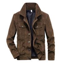 Men's Retro Corduroy Jacket - Autumn/Winter Style XXXXL kava