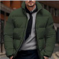 European & American Men's Winter Cotton Padded Jacket, Thickened, Casual, Plus Size, Outerwear, Labeled European Size. 2XL armijos žalia spalva