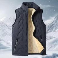 Men's Black Lambswool Vest - Warm, Velvet-Lined, Loose-Fit Outerwear for Autumn and Winter 3XL (for 150-165 jin) juoda
