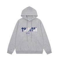 Trapstar Unisex Mėlynas ir Baltas Siuvinėtas Rankšluosčio Gobtuvukas - Atsitiktinis Porų Stilius Medium pilka spalva