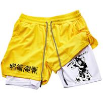Anime šortai Toji Printed Vyriški GYM Laisvalaikio sportiniai šortai Treniruotės bėgimo tinklelis 2 viename sportinės trumpos kelnės M