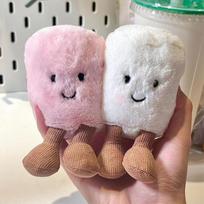 Jelly Cat Linksmas Zefyras Raktų Pakabukas Cukraus Vata Dvispalvis Mielas Minkštas Dvispalvis Raktų Pakabukas Krepšys Pliušinis Žaislas Automobilio Pakabukas Šventinės Dovanos 12*10*6cm