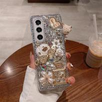 Išskirtinis prabangus „pasidaryk pats“ deimantinis apsauginis dėklas nuo kritimo, skirtas Samsung Galaxy Z Fold 7 6 5 4 3 2, prabangus cirkonio akmenukų moteriškas mobiliojo telefono dėklas Galaxy Z Fold 2 juoda