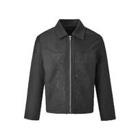 Men's High-Density Embroidered Jacket with Carved Design - Stylish Spring Western Jacket Large pilka spalva