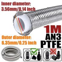 1-6M(3.2-19.6FT) 3AN 4AN 6AN 8AN 10AN E85 PTFE Fuel Hose Oil Gas Cooler Line Engine Pipe Brake Tube 304 Stainless Steel Braided 1M AN3 ID3.56mm