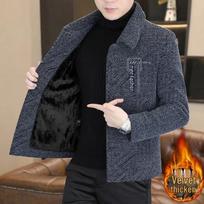 Men's Versatile Woolen Lapel Jacket – Plus Velvet, Thick for Spring & Autumn 3XL
