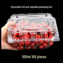 100 vnt. 500 ml vienkartinės plastikinės vaisių dėžutės su dangteliais