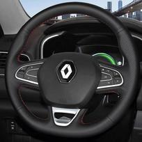 Pasidaryk pats juodos dirbtinės odos rankomis siuvami automobilio vairo apdangalai Renault Kadjar 2016 2017 Megane 2016 Scenic Red Blue Thread