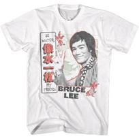 Bruce Lee Kovos Menų Menininkas Būk Vanduo Mano Draugas Suaugusiųjų Balti Trumpomis Rankovėmis Marškinėliai Vintažinio Stiliaus Grafiniai Marškinėliai S balta