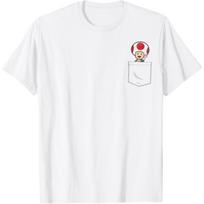 Super Mario Toad Pocket T-Shirt S balta