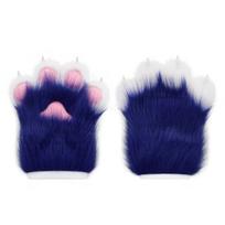 Plush Fursuit Paws: Animal Paw Gloves for Cosplay and Performance tamsiai pilka spalva
