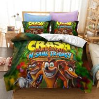 Animacinių filmų Crash Bandicoot 3D prabangus patalynės komplektas Antklodės užvalkalų komplektas Pagalvės užvalkalas Dvi lovos su didele lova 70x133cm 2pcs