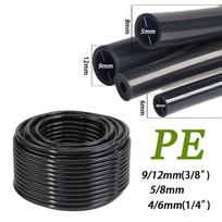 10/20/30/50M OD-6mm 8mm 12mm Juoda PE sodo žarna Atspari slėgiui 4/6mm 5/8mm 9/12mm Lašelinio drėkinimo vamzdelis 3/8  1/4  Laistymo žarna OD-6mm&10m-25.8FT juoda