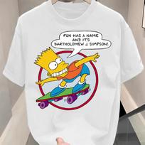Vasarinis Simpsons Berto riedlentės spaudinio raštas ir tekstas Vyriški Madingi ir patogūs apvalios apykaklės trumpomis rankovėmis marškinėliai S