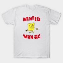 Men Black Print T-shirt Spongebob Squarepants Classic No-Cut Transfer Paper Print Cotton Tshirt M balta