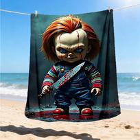 1 vnt. Chucky lėlės lauko pledas, lengvas flanelės užklotas kelionėms, stovyklavimui, svetainei, sofai, kėdei, minkštas 80x120cm