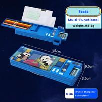 Plastic Pencil Case With Calculator/Pencil Sharpener Fun Mechanism Design Pencil Box Double Sided Use Multi-Functional Pen Bag