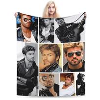 George Michael Britų Dainininkas Pliušiniai Antklodės Mergaitėms Berniukams Flanelinis Mėtomasis Antklodė Svetainei Minkštas Lovatiesė Gimtadienio Dovana 30x40in