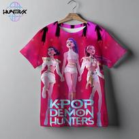 Kpop Demon Hunters 3D Print Sport Quick-dry Breathable Boy Girl T-shirt Outdoor Harajuku Hip-hop Anime Children Short-sleeve Top 170