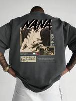 Mens Anime Pattern Tshirt NANA Comic Print Shortsleeved Loose Fitted Casual Round Neck 100 Cotton Easy Fashion Summer Street S