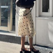Retro Polka Dot Fungus Edge Street Contrast Low-waisted Versatile A Hem Midi Skirt Temperament Skirt M