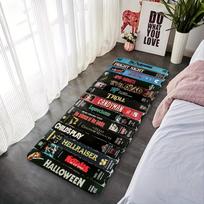 Horror Movie Theme Mat with Iconic Film Titles Halloween Machine Washable Carpet for Home Theater Living Room Ktichen Home Decor 40X120CM (1.3X3.9FT