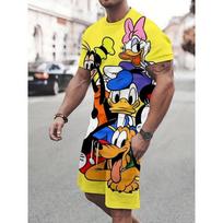 Disney Madingas trumpomis rankovėmis marškinėlių rinkinys Donaldas Antis Trumpomis rankovėmis apvalia kaklo iškirpte marškinėlių kostiumas Laisvalaikio apvalios kaklo viršūnės Marškinėliai 3D spausdinti S