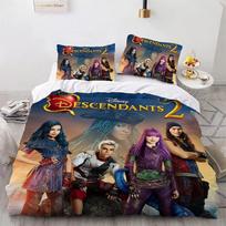 Descendants 3 3D spausdintas patalynės komplektas Paaugliams Vaikams Antklodės užvalkalų komplektas Minkštas pledo užvalkalas su antklodės užvalkalu Pagalvės užvalkalas EU Single(135*200cm)3pcs
