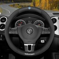 Carbon fiber Leather Car Steering Wheel Cover For Volkswagen T-ROC T-Cross Touareg Polo Passat Golf 5 GTI Beetle Magotan Tiguan D Emboss Black