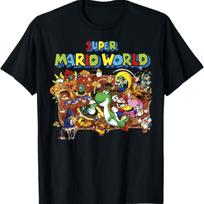 Super Mario World Retro Map Graphic T-Shirt T-Shirt S įvairiaspalvis