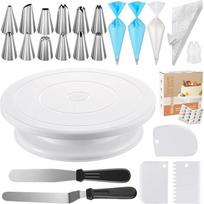 71-Piece Cake Decorating Set: Turntable, Piping Tips, Bags, Scraper, Spatula