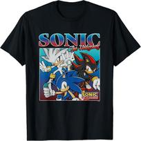 Sonic The Hedgehog Silver Sonic & Shadow Group Shot T-Shirt S juoda