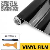 Genuine 1.5m Gloss Black Vinyl Wrap Car Film Sticker Decal Bubble Free scraper
