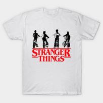 Men Black Print T-shirt Stranger Things No-Cut Transfer Paper Print Cotton Tshirt XL balta
