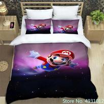 Jaukus kūdikio patalynės komplektas su Anime Super Mario Anime 3D antklodės užvalkalas Vaikams Vaikams Paaugliams Suaugusiems Namų tekstilė Antklodės užvalkalas EU Single(135*200cm)3pcs