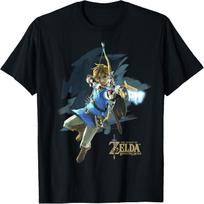 Zelda Breath Of The Wild Link Šuolis Šūvis Lanku Grafinis Marškinėliai Marškinėliai S juoda