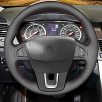 for Renault Laguna 3 Latitude Renault Samsung SM5 SM7 2009-2018 Hand-stitched Black  Leather Car Steering Wheel Cover style 1