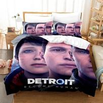 Top 3D Print Game Detroit Become Human Bedding Set Duvet Cover Quilt Cover Pillowcase Comforter King Queen Size Boys Adult EU Single(135*200cm)3pcs