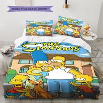 Simpsonų šeimos rašto patalynės antklodžių komplektas Antklodės užvalkalas Pagalvės užvalkalas Namų dekoracija Dovana (1 * užvalkalas antklodei + 2 * užvalkalai pagalvėms, be užpildo) 135x200cm