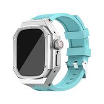 Nerūdijančio plieno modifikavimo rinkinio dėklas Guminė apyrankė Apple Watch Ultra 2 49mm Dangtelis Prabangi sportinė apyrankė iWatch ultra 2 49 49mm black