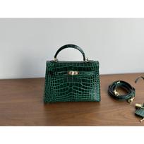 Kazilan 22cm Kelli kartos krokodilo rašto pirmos klasės karvės odos rankinė madinga universali vieno peties messenger moteriška rankinė 22cm